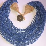 Vintage India Konya Naga Light Blue Glass Beaded Tribal Boho Necklace Photo 1