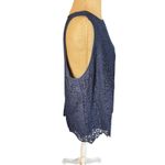 Loft Ann Taylor Navy Lace Overlay Sleeveless Top Tank Large Photo 3