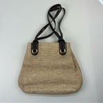 Amanda Smith Woven Straw Shoulder Bag Beige with Brown Leather Straps Photo 1