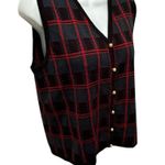 VTG Button Up Plaid Sweater Vest Sz M Gold Buttons Green Red Black Crystal Kobe Multiple Photo 1