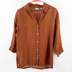 Chico's Vintage Chico’s Silk Linen Blend Shirt Size Small Button Down Brown Rust Light Photo 0