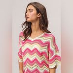 BiBi Pink Pointelle Slouchy‎ Beachy Short Sleeve Knit Top Size Small Photo 6