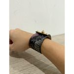 Fendi Wide Black/Gold Snakeskin Cuff Bracelet with Gold Clasp M Photo 3