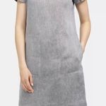 Theory Structured Shift Dress Women's Small Gray Linen Twill Cap Sleeve Photo 0