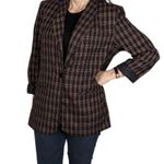 Liz Baker Vintage Essentials Plaid Single-Breasted Blazer Black Red White MP Photo 1