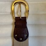 Michael Kors MICHAEL  Brown Leather Wide Braided Belt Large Gold Buckle L Photo 1