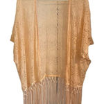 cream lace fringe shawl wrap cover up kimono duster 70s inspired boho western Size undefined Photo 0