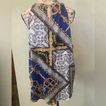 INC I.N.C Satin Blue Blouse Top Women’s XL Extra Large Sleeveless w/ Chain Detail Photo 1