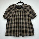 LC Lauren Conrad Women's Volume-Sleeve Plaid Top Sz S Tie Back Boho/Work Photo 2