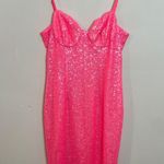 Black Halo - Omari Sequined Cocktail Sheath Dress Hot Pink Prom Dance Club Photo 2