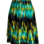 Worthington Turquiose & Lime Tie Dye Satin Pleated A-line Skirt Size 8 Photo 3