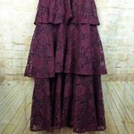Lulus Dress Women XS Burgundy Molinetto Lace Ruffled Tiered Sleeveless Maxi Boho Red Photo 9