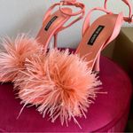 Nine West Peach Orange feather ankle heels sz 6 Photo 0