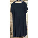Catherines  Crossover V Neck Dress Size 2X Black Short Sleeve Stretch Ruffle Photo 4