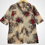 Vintage 70s Floral Short Sleeve Blouse Button Photo 0