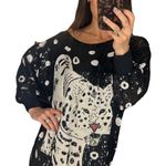 Vintage rare 1980’s beaded snow leopard one size dress 100%silk lining Black Photo 0