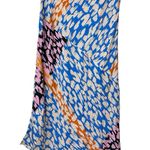 Corey Lynn Calter Antrhopologie Midi Slip Skirt Colorful Size Medium Satin Slit Blue Photo 2