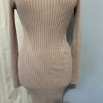 V28 Women Cowl Neck Sweater Long Sleeve Ribbed Knit Fitted Beige Dress Size M Tan Size M Photo 6