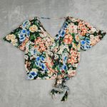 ZARA  Women's Top Wrap Floral Short Sleeve Size S Small Photo 1