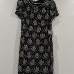 Pisarro Nights Black Silver Cap Sleeve Beaded Sequin Dress Sz 12 NEW Photo 0