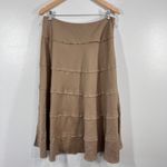 Style & Co Linen Tiered Midi Skirt Women's 10 Tan Beige A-Line Boho Summer Photo 2