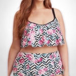 Torrid  Rose Chevron Flounce Bikini Swimsuit SET 1X 14 16 Photo 0