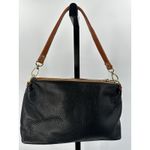 Valentina Pebbled Leather Shoulder Bag Black Gold Hardware Zip Top Italy Photo 2