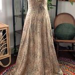 Vintage Victor Costa for Neiman Marcus Gold Damask Strapless Maxi Gown Dress Size 6 Photo 2