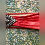 Vintage 80s Revcor red leather metal buckle wrap belt, size small medium Photo 12