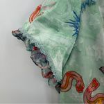 Dalia Macphee dress mint storybook whimsical print sz XL neck tie pearl buttons Green Photo 12