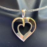 Women's Silver and Black Heart Pendant, Sterling Silver Fine Love Jewelry Photo 1