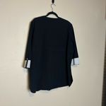 Ming Wang MING‎ WANG Navy Blue Snap Detail Zip-up Deco Crepe Dinner Jacket With Nautical Photo 6