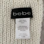 Bebe women OS Winter beanie and scarf set white w/black writing Photo 8