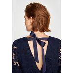 ZARA NWT INTRICATE 3D DRESS | NAVY | SMALL | BALLOON SLEEVES | DETAILED ROSETTE Photo 3