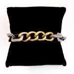 Sam Edelman NEW - Timeless Two-Tone Polished Gold & Textured Silver Curb Chain Link Bracelet Photo 0