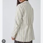 Free People Fern Oversized Linen Blazer Dusty Beige Tan Stripe Coastal Boho Photo 4
