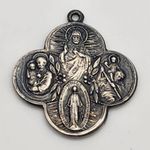 Vintage Sterling Silver 4 Way Jesus, Mary, St. Christopher, & St. Joseph Cross Silver Photo 0
