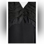 ZARA NWT black lace trim detail ruched v neck midi slip dress Photo 4
