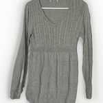 Y2K Sweater‎ Large Gray Ribbed Henley Babydoll Bella Swan Elena Gilbert Vampire Size 12 Photo 0