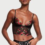 Victoria's Secret NWT Victoria’s Secret Very Sexy Cherry Embroidery Quarter- Cup Corset Top 32 C 🍒 Photo 0