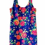 Lands End Blue Floral Sundress Size 16‎ Textured Coastal Grandma Southern Style Blue Photo 0