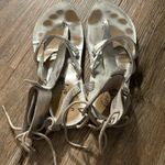 Free People  Vacation Day Gladiator Silver Leather Wrap Sandals 37.5 Photo 1