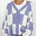 TALULAH Lavender Checkered Cardigan Photo 0