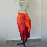 Orange and Red Sheer Ombre Wide Scarf Wrap Made In Italy Photo 1