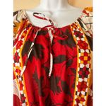 Ashley Stewart Ashley‎ Stewart 2X Tunic Top Red Floral Tie Neck Short Sleeve Blouse Fall Boho Photo 1