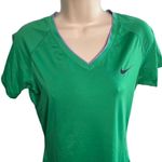 Nike Pro Womens V neck Athletic Shirt Green Top Size Medium C Photo 1