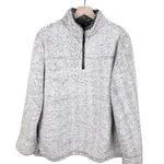 Fashion by Mirabeau Grey White Sherpa Fleece Pullover Quarter Zip Size Large Gray Photo 0