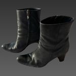 Ann Taylor Black Leather Ankle Booties Side Zip Heel Boots 7.5 Photo 4