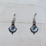 Vintage Clip On Earrings Pretty Light Blue & Silver Tone Dangle Photo 3