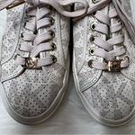 Michael Kors  Logo Off white/cream tennis shoes with gold hardware Photo 7